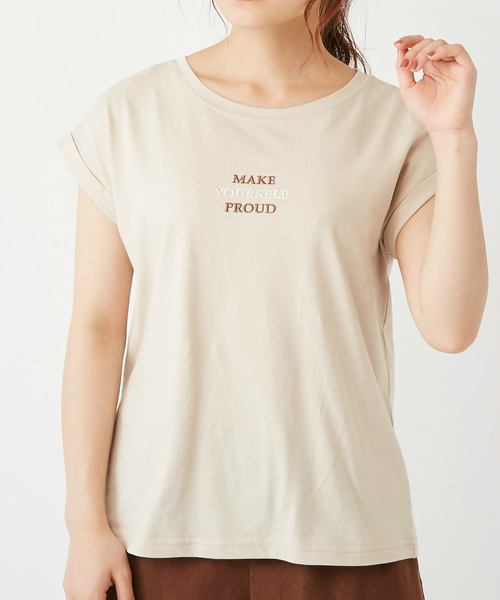 OLIVE des OLIVE(オリーブデオリーブ)の「3段ロゴ刺繍Tシャツ(Tシャツ/カットソー・レディース・ベージュ/オフホワイト/ピンク系その他/スミクロ・FREE)」の6枚目の写真