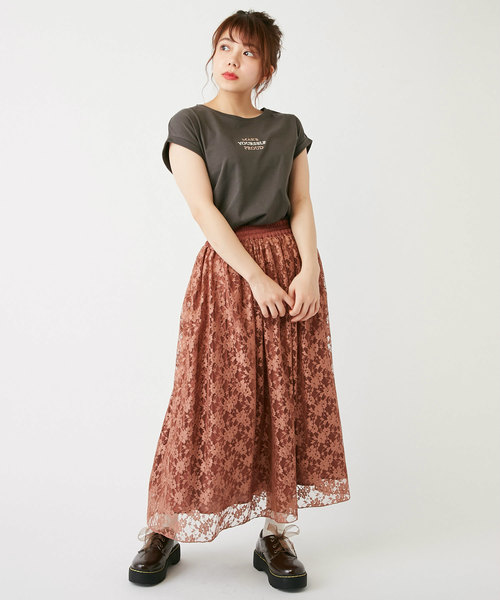 OLIVE des OLIVE(オリーブデオリーブ)の「3段ロゴ刺繍Tシャツ(Tシャツ/カットソー・レディース・ベージュ/オフホワイト/ピンク系その他/スミクロ・FREE)」の20枚目の写真