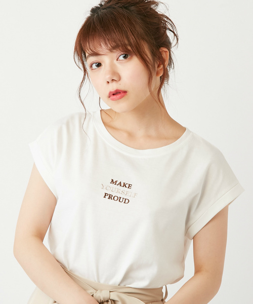 OLIVE des OLIVE(オリーブデオリーブ)の「3段ロゴ刺繍Tシャツ(Tシャツ/カットソー・レディース・ベージュ/オフホワイト/ピンク系その他/スミクロ・FREE)」の22枚目の写真