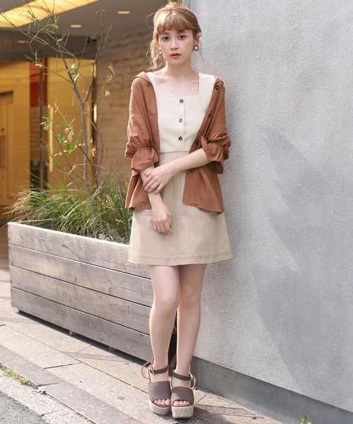 one after another NICE CLAUP（ワンアフターアナザーナイスクラップ）の「ボタンスクエアビスチェ（タンクトップ・レディース・ベージュ/ブラウン/ピンク/アイボリー・FREE）」の13枚目の写真