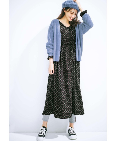 GeeRA(ジーラ)の「プリントロングワンピース(ワンピース・レディース・ネイビー/その他/ブラック・X-LARGE/SMALL/MEDIUM/LARGE)」の10枚目の写真