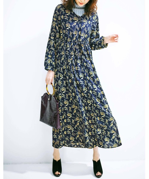 GeeRA(ジーラ)の「プリントロングワンピース(ワンピース・レディース・ネイビー/その他/ブラック・X-LARGE/SMALL/MEDIUM/LARGE)」の11枚目の写真