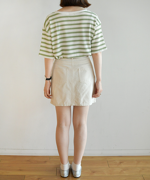 PairPair(ペアペア)の「ボーダー柄ワッフルキーネック5部袖Tシャツ(Tシャツ/カットソー・レディース・ブラック/ベージュ/ライトグリーン・FREE)」の18枚目の写真