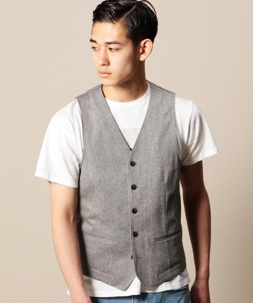 BEAUTY&YOUTH UNITED ARROWS（ビューティーアンドユースユナイテッドアローズ）の「BY ラッセル シルケット ジレ（ベスト・メンズ・グレー/ネイビー・MEDIUM/SMALL/LARGE/X-LARGE）」の2枚目の写真