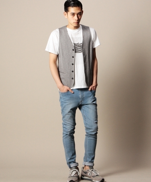 BEAUTY&YOUTH UNITED ARROWS（ビューティーアンドユースユナイテッドアローズ）の「BY ラッセル シルケット ジレ（ベスト・メンズ・グレー/ネイビー・MEDIUM/SMALL/LARGE/X-LARGE）」の6枚目の写真