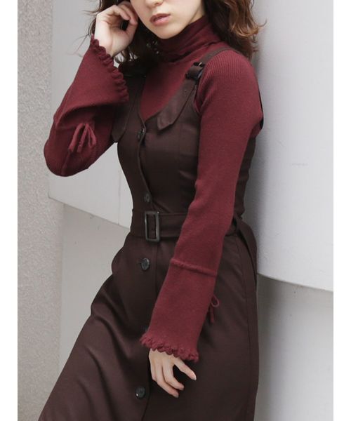 dazzlin（ダズリン）の「フレアスリーブリブタートルプルオーバー（ニット/セーター・レディース・オフホワイト/ブラック/オレンジ/ブラウン/ボルドー/モカ/ベージュ/グリーン/グレー/ピンク・FREE）」の9枚目の写真