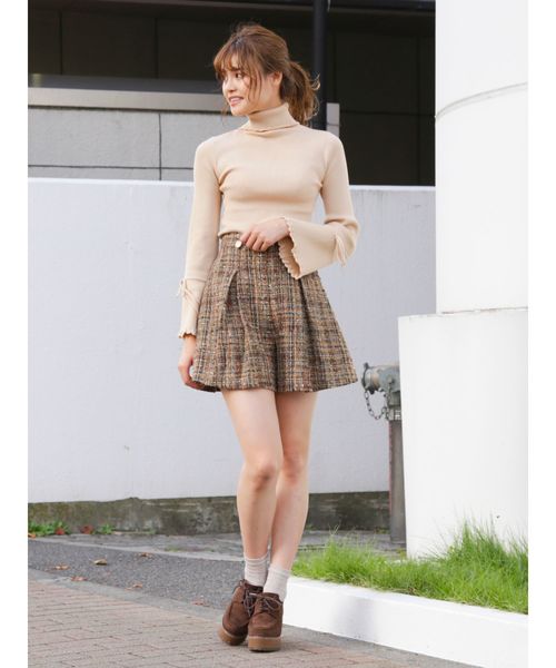 dazzlin（ダズリン）の「フレアスリーブリブタートルプルオーバー（ニット/セーター・レディース・オフホワイト/ブラック/オレンジ/ブラウン/ボルドー/モカ/ベージュ/グリーン/グレー/ピンク・FREE）」の14枚目の写真