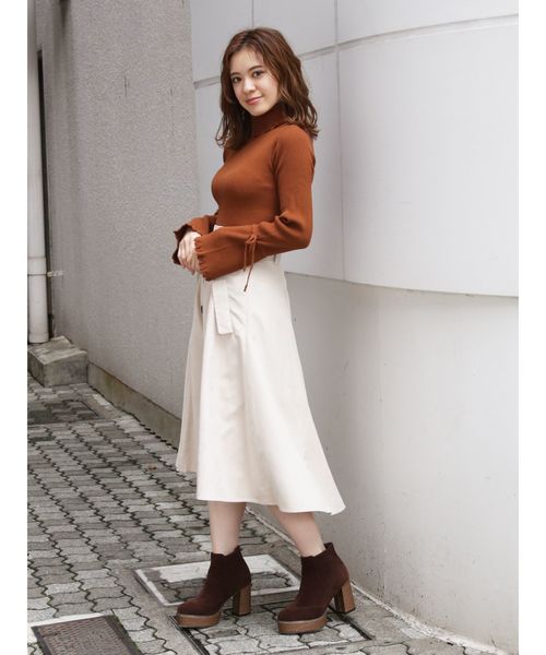 dazzlin（ダズリン）の「フレアスリーブリブタートルプルオーバー（ニット/セーター・レディース・オフホワイト/ブラック/オレンジ/ブラウン/ボルドー/モカ/ベージュ/グリーン/グレー/ピンク・FREE）」の15枚目の写真