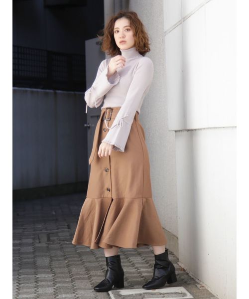 dazzlin（ダズリン）の「フレアスリーブリブタートルプルオーバー（ニット/セーター・レディース・オフホワイト/ブラック/オレンジ/ブラウン/ボルドー/モカ/ベージュ/グリーン/グレー/ピンク・FREE）」の20枚目の写真