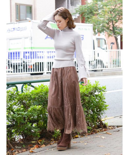 dazzlin（ダズリン）の「フレアスリーブリブタートルプルオーバー（ニット/セーター・レディース・オフホワイト/ブラック/オレンジ/ブラウン/ボルドー/モカ/ベージュ/グリーン/グレー/ピンク・FREE）」の22枚目の写真