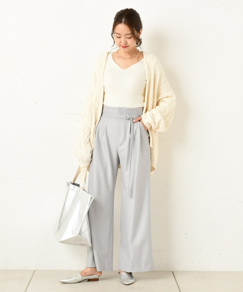 DouDou（ドゥドゥ）の「ケーブルカーディガン（カーディガン/ボレロ・レディース・オフホワイト/ダークブラウン・FREE）」の15枚目の写真