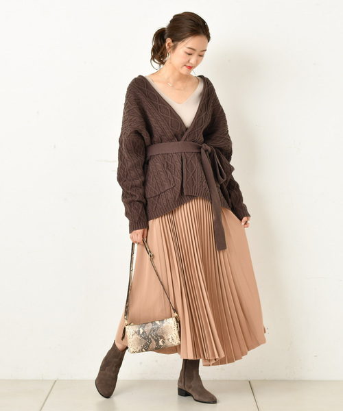 DouDou（ドゥドゥ）の「ケーブルカーディガン（カーディガン/ボレロ・レディース・オフホワイト/ダークブラウン・FREE）」の21枚目の写真