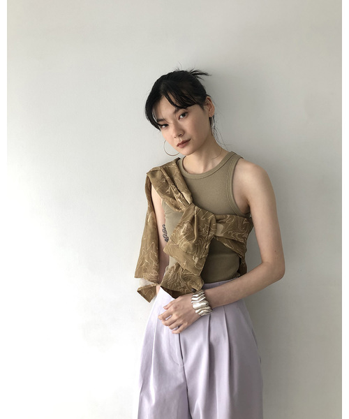 TODAYFUL(トゥデイフル)の「リブコットンタンクトップ(タンクトップ・レディース・オリーブ/ブルー/ラベンダー/ベージュ系その他/キナリ・FREE)」の15枚目の写真