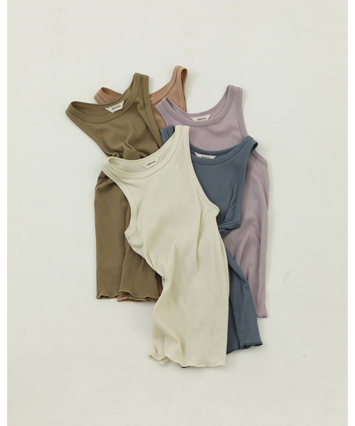 TODAYFUL(トゥデイフル)の「リブコットンタンクトップ(タンクトップ・レディース・オリーブ/ブルー/ラベンダー/ベージュ系その他/キナリ・FREE)」の8枚目の写真