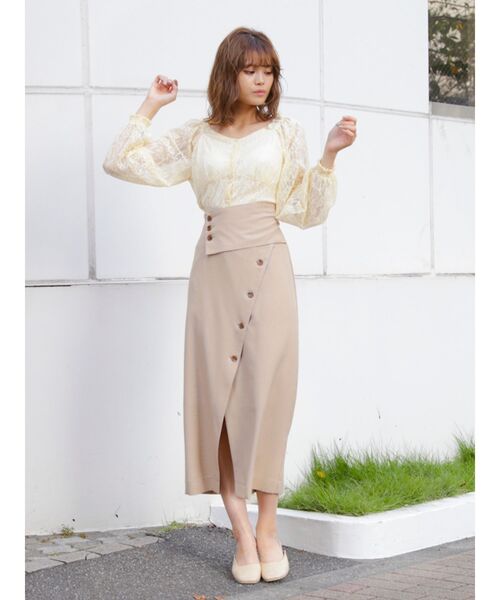 dazzlin（ダズリン）の「フロントボタンタイトスカート（スカート・レディース・ネイビー/クリーム/モカ・SMALL/MEDIUM）」の19枚目の写真