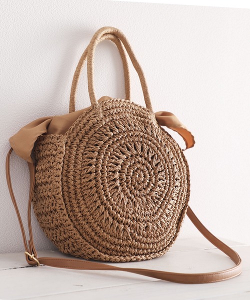 classicalelf（クラシカルエルフ）の「2way無地ラウンド型サークルかごバッグ（かごバッグ・レディース・ナチュラル・ONE SIZE）」の9枚目の写真