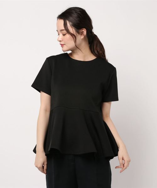 coca（coca）（コカ）の「ボンディングペプラムトップス（Tシャツ/カットソー・レディース・ホワイト/ブラック・ONE SIZE）」の12枚目の写真