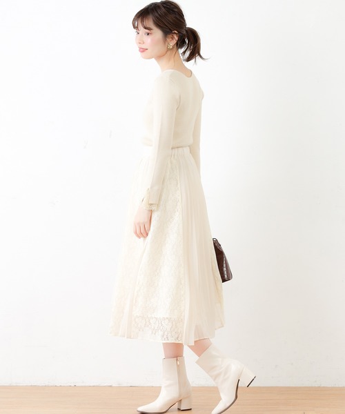 natural couture(ナチュラルクチュール)の「前後2WAY袖レースリブニット(ニット/セーター・レディース・サックスブルー/ピンク/アイボリー/モカ/ピンクベージュ・FREE)」の15枚目の写真