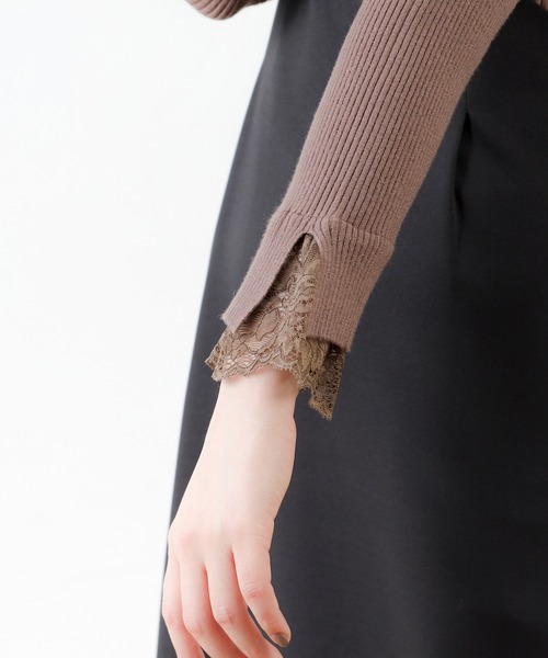 natural couture(ナチュラルクチュール)の「前後2WAY袖レースリブニット(ニット/セーター・レディース・サックスブルー/ピンク/アイボリー/モカ/ピンクベージュ・FREE)」の19枚目の写真