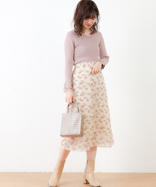 natural couture(ナチュラルクチュール)の「前後2WAY袖レースリブニット(ニット/セーター・レディース・サックスブルー/ピンク/アイボリー/モカ/ピンクベージュ・FREE)」の13枚目の写真