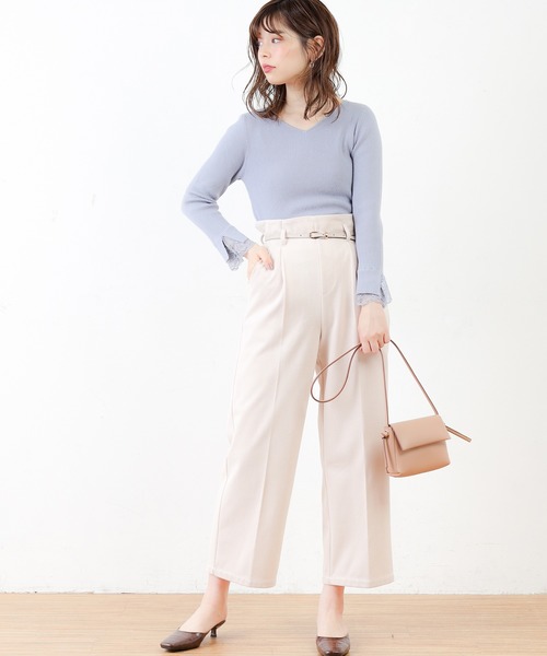 natural couture(ナチュラルクチュール)の「前後2WAY袖レースリブニット(ニット/セーター・レディース・サックスブルー/ピンク/アイボリー/モカ/ピンクベージュ・FREE)」の16枚目の写真