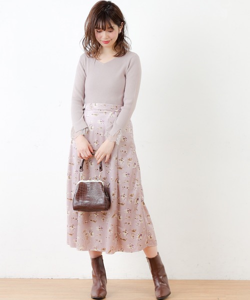 natural couture(ナチュラルクチュール)の「前後2WAY袖レースリブニット(ニット/セーター・レディース・サックスブルー/ピンク/アイボリー/モカ/ピンクベージュ・FREE)」の20枚目の写真