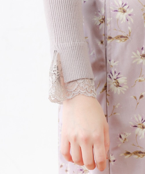 natural couture(ナチュラルクチュール)の「前後2WAY袖レースリブニット(ニット/セーター・レディース・サックスブルー/ピンク/アイボリー/モカ/ピンクベージュ・FREE)」の11枚目の写真