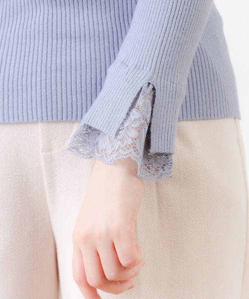 natural couture(ナチュラルクチュール)の「前後2WAY袖レースリブニット(ニット/セーター・レディース・サックスブルー/ピンク/アイボリー/モカ/ピンクベージュ・FREE)」の18枚目の写真