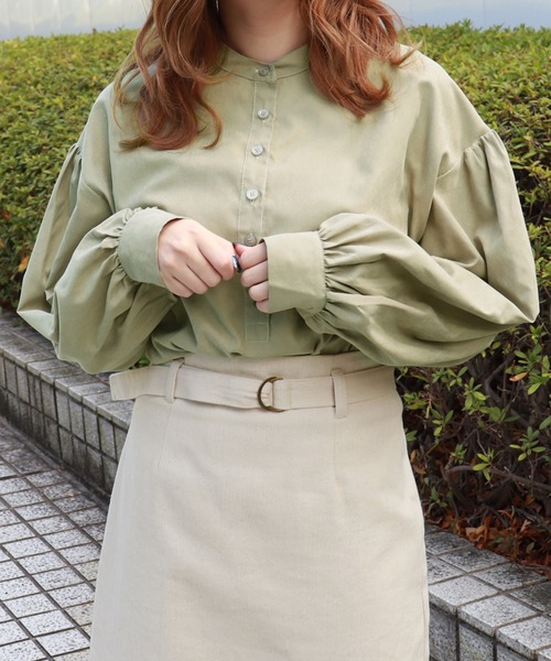 PairPair（ペアペア）の「袖ボリュームバンドカラーシャツ（シャツ/ブラウス・レディース・ライトグリーン/モカ/ライトベージュ・FREE）」の9枚目の写真