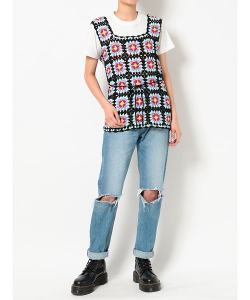 jouetie(ジュエティ)の「クロシェベスト(ニット/セーター・レディース・ブラック/ベージュ/グリーン・MEDIUM)」の11枚目の写真