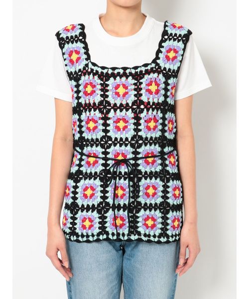 jouetie(ジュエティ)の「クロシェベスト(ニット/セーター・レディース・ブラック/ベージュ/グリーン・MEDIUM)」の12枚目の写真