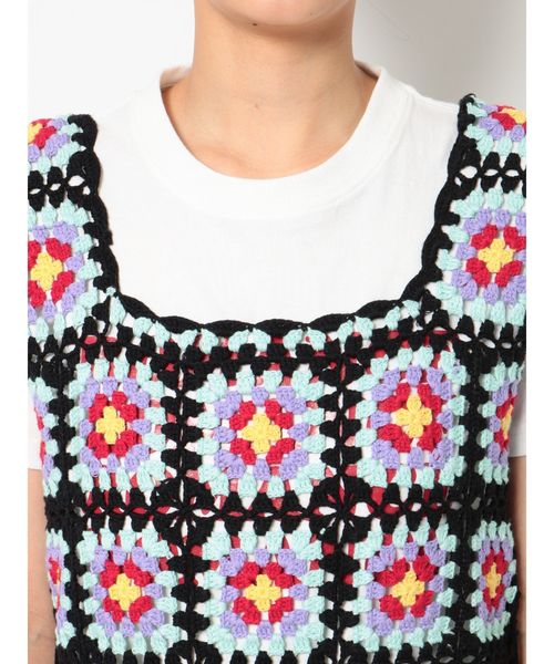 jouetie(ジュエティ)の「クロシェベスト(ニット/セーター・レディース・ブラック/ベージュ/グリーン・MEDIUM)」の15枚目の写真