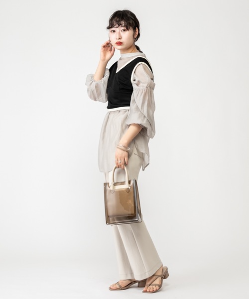 mystic（ミスティック）の「NEW　モクロディーフレアパンツ/センタープレス/スラックス/フォーマル（その他パンツ・レディース・ブラック/グリーン/アイボリー/モカ・1/2）」の16枚目の写真