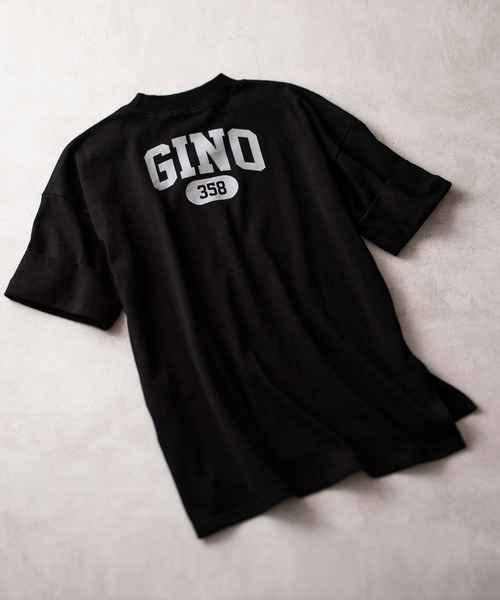 classicalelf（クラシカルエルフ）の「キッズGINOバックプリント クルーネックロング丈ビッグシルエットTシャツ(半端袖)（Tシャツ/カットソー・キッズ・ブラック/ホワイト/モカ/グリーン/ベージュ・140/150/130）」の2枚目の写真