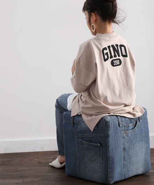 classicalelf（クラシカルエルフ）の「キッズGINOバックプリント クルーネックロング丈ビッグシルエットTシャツ(半端袖)（Tシャツ/カットソー・キッズ・ブラック/ホワイト/モカ/グリーン/ベージュ・140/150/130）」の15枚目の写真