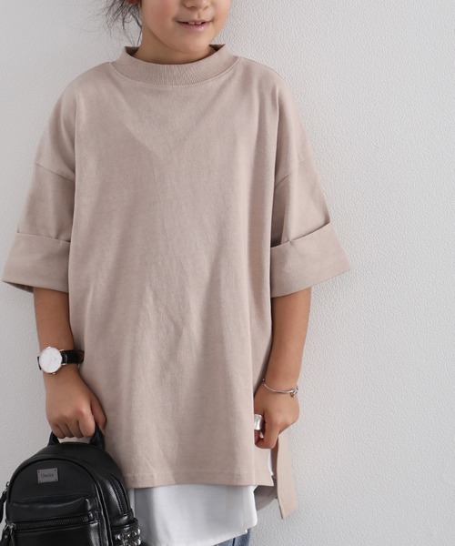 classicalelf（クラシカルエルフ）の「キッズGINOバックプリント クルーネックロング丈ビッグシルエットTシャツ(半端袖)（Tシャツ/カットソー・キッズ・ブラック/ホワイト/モカ/グリーン/ベージュ・140/150/130）」の12枚目の写真