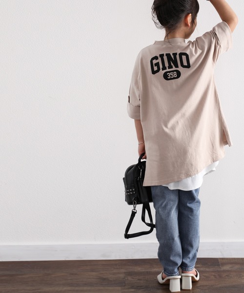 classicalelf（クラシカルエルフ）の「キッズGINOバックプリント クルーネックロング丈ビッグシルエットTシャツ(半端袖)（Tシャツ/カットソー・キッズ・ブラック/ホワイト/モカ/グリーン/ベージュ・140/150/130）」の13枚目の写真