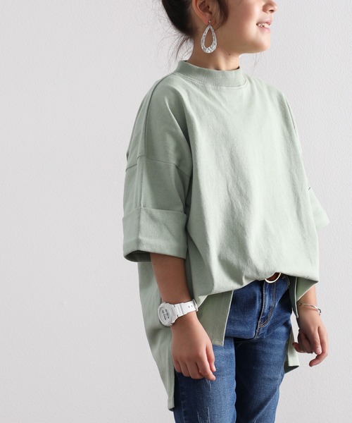 classicalelf（クラシカルエルフ）の「キッズGINOバックプリント クルーネックロング丈ビッグシルエットTシャツ(半端袖)（Tシャツ/カットソー・キッズ・ブラック/ホワイト/モカ/グリーン/ベージュ・140/150/130）」の20枚目の写真