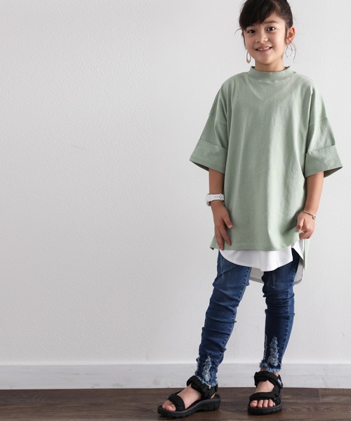 classicalelf（クラシカルエルフ）の「キッズGINOバックプリント クルーネックロング丈ビッグシルエットTシャツ(半端袖)（Tシャツ/カットソー・キッズ・ブラック/ホワイト/モカ/グリーン/ベージュ・140/150/130）」の21枚目の写真