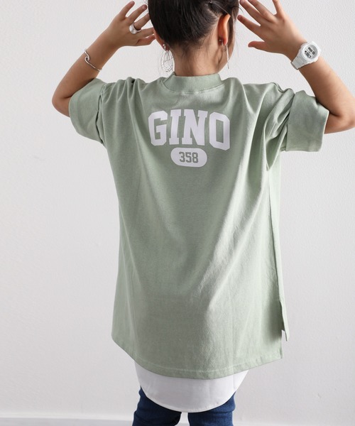 classicalelf（クラシカルエルフ）の「キッズGINOバックプリント クルーネックロング丈ビッグシルエットTシャツ(半端袖)（Tシャツ/カットソー・キッズ・ブラック/ホワイト/モカ/グリーン/ベージュ・140/150/130）」の19枚目の写真