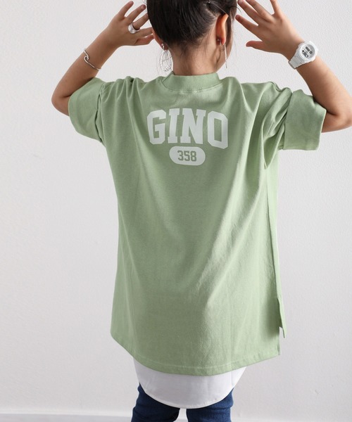 classicalelf（クラシカルエルフ）の「キッズGINOバックプリント クルーネックロング丈ビッグシルエットTシャツ(半端袖)（Tシャツ/カットソー・キッズ・ブラック/ホワイト/モカ/グリーン/ベージュ・140/150/130）」の9枚目の写真