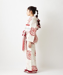 ふりふ 小紋 いろは菊 ピンク 着物 プレミアム古典 吉澤織物/最高級染繍桶絞り友禅 ピンク/白/金 菊