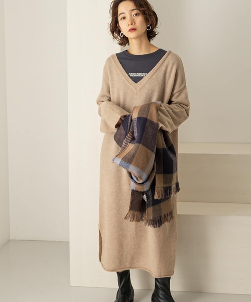 KBF（ケイビーエフ）の「2WAYボタンスリーブニットワンピース∴（ワンピース・レディース・ブルー系その他/ベージュ/イエロー/オフホワイト・ONE）」の5枚目の写真