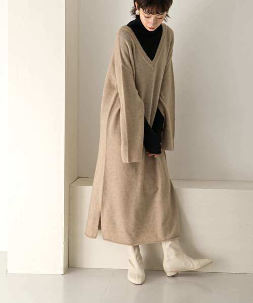 KBF（ケイビーエフ）の「2WAYボタンスリーブニットワンピース∴（ワンピース・レディース・ブルー系その他/ベージュ/イエロー/オフホワイト・ONE）」の8枚目の写真