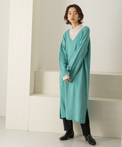 KBF（ケイビーエフ）の「2WAYボタンスリーブニットワンピース∴（ワンピース・レディース・ブルー系その他/ベージュ/イエロー/オフホワイト・ONE）」の11枚目の写真