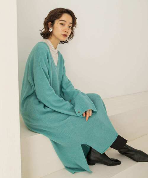 KBF（ケイビーエフ）の「2WAYボタンスリーブニットワンピース∴（ワンピース・レディース・ブルー系その他/ベージュ/イエロー/オフホワイト・ONE）」の12枚目の写真