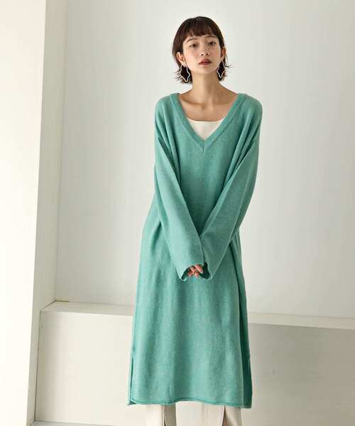 KBF（ケイビーエフ）の「2WAYボタンスリーブニットワンピース∴（ワンピース・レディース・ブルー系その他/ベージュ/イエロー/オフホワイト・ONE）」の15枚目の写真