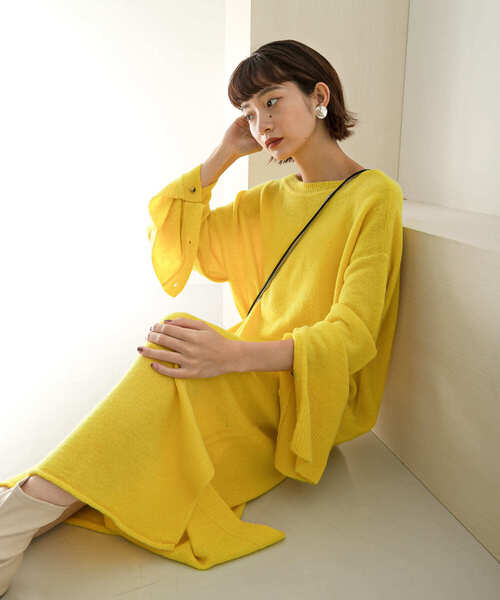 KBF（ケイビーエフ）の「2WAYボタンスリーブニットワンピース∴（ワンピース・レディース・ブルー系その他/ベージュ/イエロー/オフホワイト・ONE）」の21枚目の写真