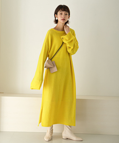 KBF（ケイビーエフ）の「2WAYボタンスリーブニットワンピース∴（ワンピース・レディース・ブルー系その他/ベージュ/イエロー/オフホワイト・ONE）」の22枚目の写真