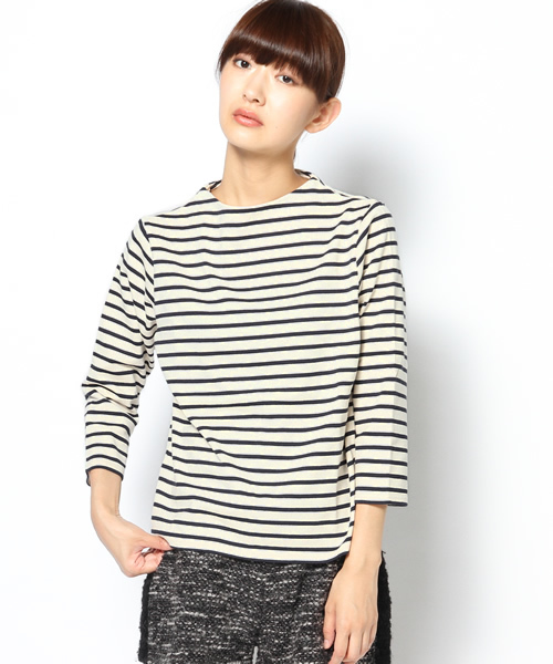 Another Edition（アナザーエディション）の「AE プチハイネックボーダーロングスリーブ/AE プチハイネック BOR LSL◆（Tシャツ/カットソー・レディース・オフホワイト/グレー/ケリー・フリー）」の17枚目の写真